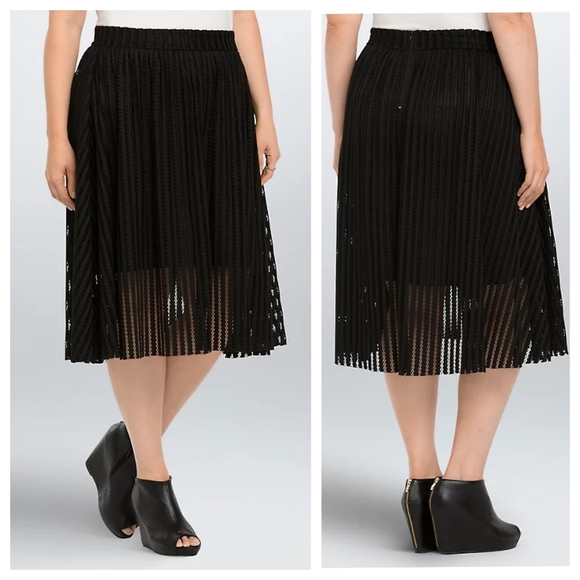 Torrid Mesh Stripe A-Line Midi Skirt Black Size 16 - Picture 10 of 10